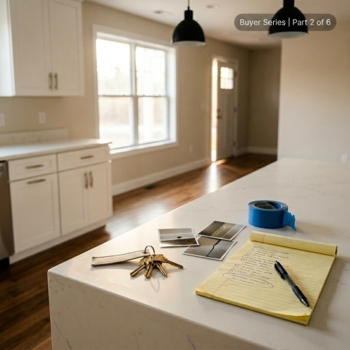 New construction possession day with house keys and a deficiency checklist